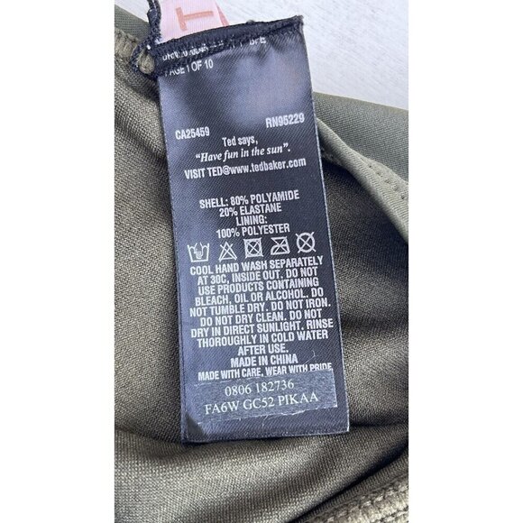 Ted Baker London Pikaa Halter one piece Swimsuit Khaki size 3 = US Size 8 - Picture 4 of 10